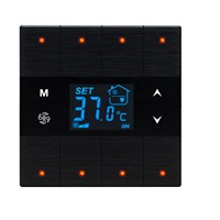 Metal Touch Switch with Thermostat, Black - 8 Channel